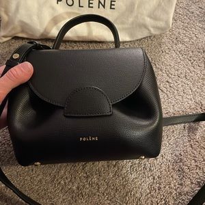 Polene numero un nano black textured leather